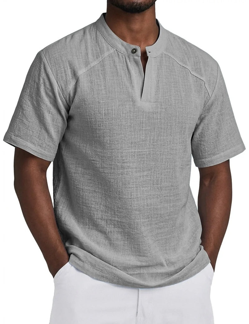 Men's Linen Popover Shirt - Gray 2XL