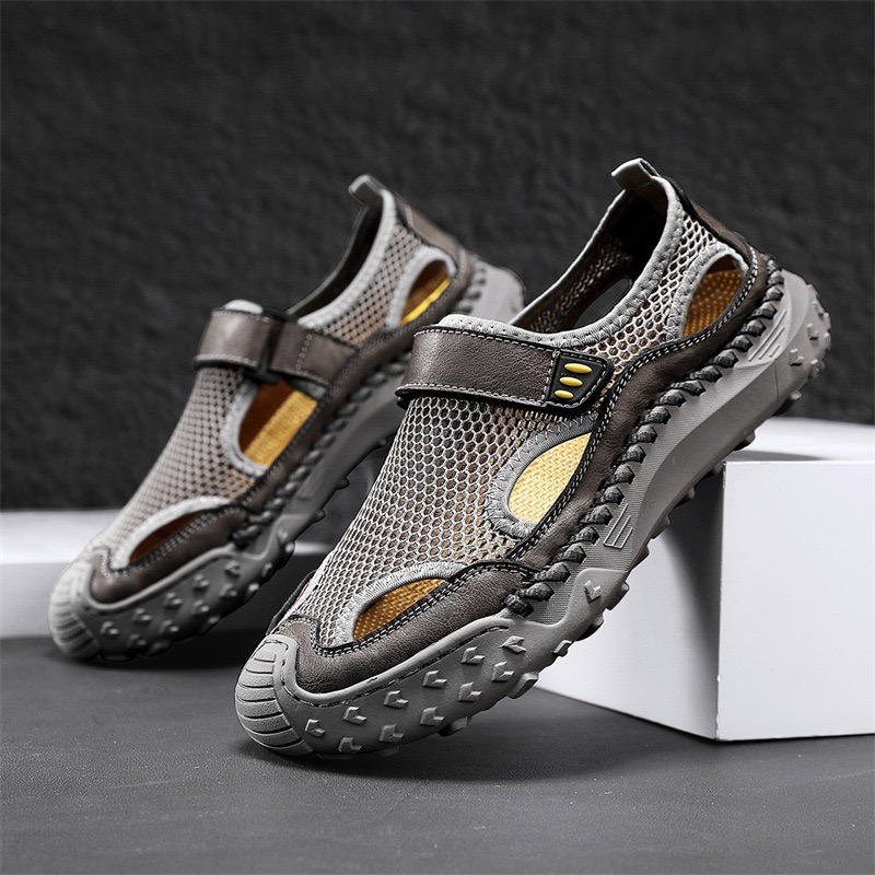 Men's Handmade Cowhide Breathable Mesh Sandals