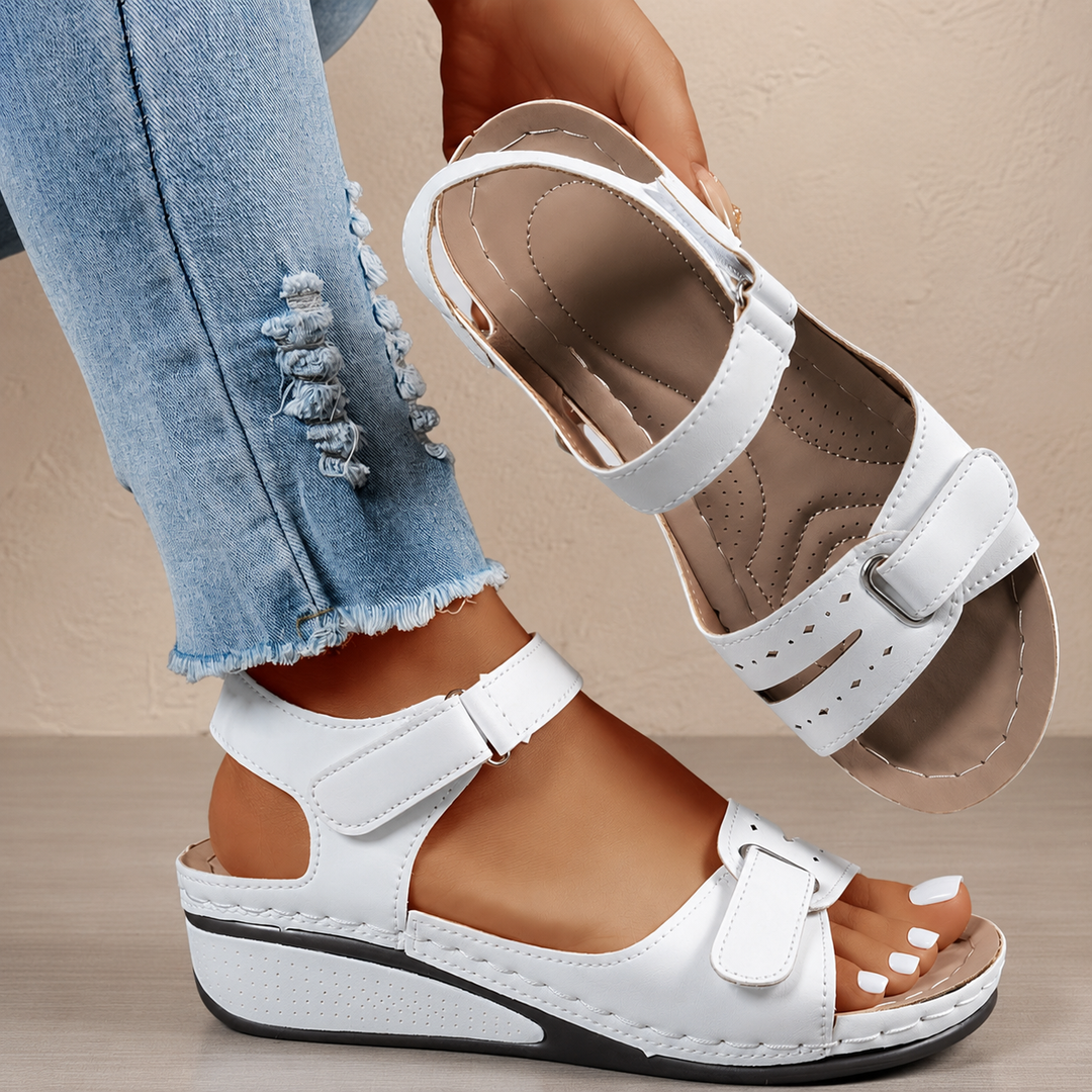 Women’s Adjustable Wedge Sandals – Comfortable Cushioned Walking Shoes