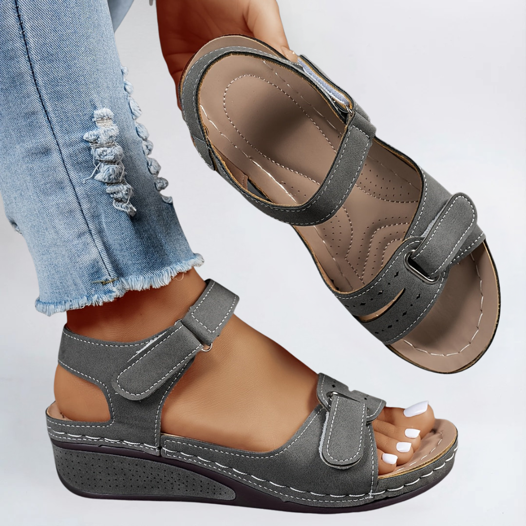 Women’s Adjustable Wedge Sandals – Comfortable Cushioned Walking Shoes