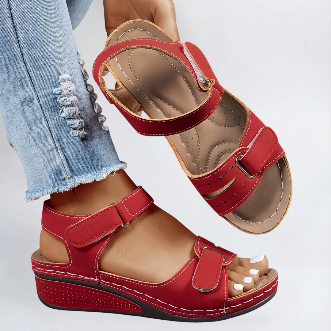 Women’s Adjustable Wedge Sandals – Comfortable Cushioned Walking Shoes