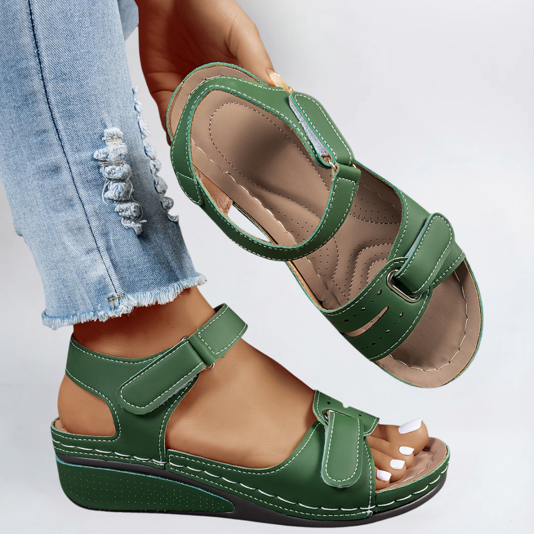 Women’s Adjustable Wedge Sandals – Comfortable Cushioned Walking Shoes