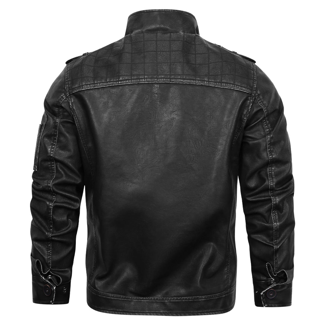 [Copy]Men’s Vintage Hooded Faux Leather Jacket – Casual Zip-Up Motorcycle Coat