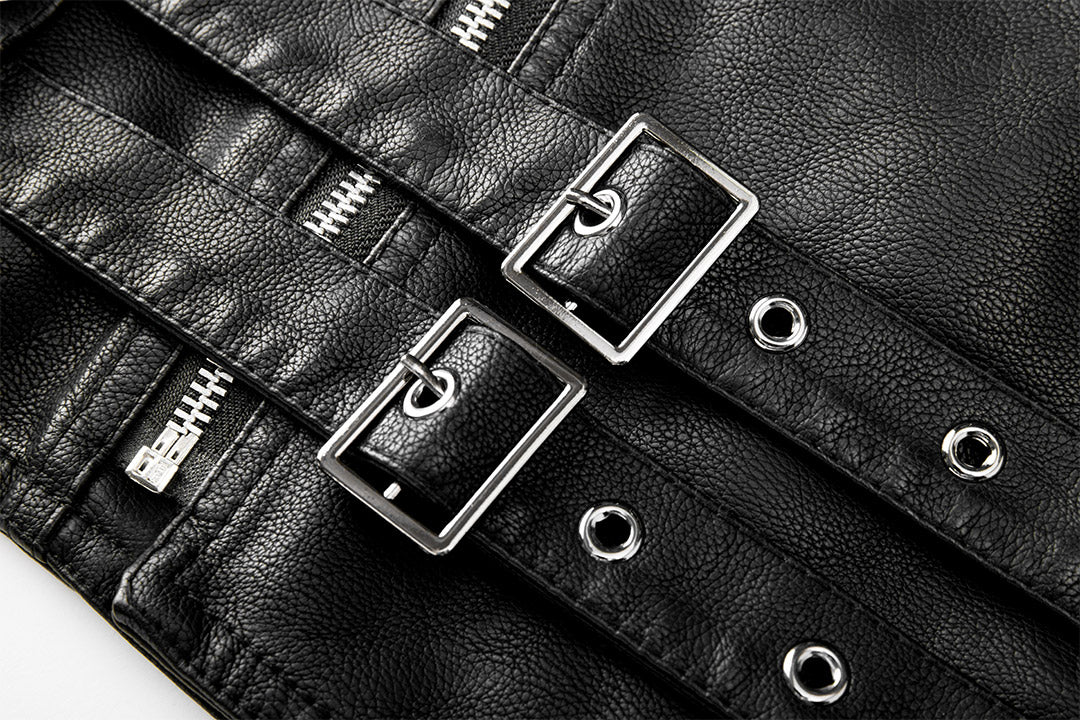 Original product photo showing black jacket buckle details and silver hardware