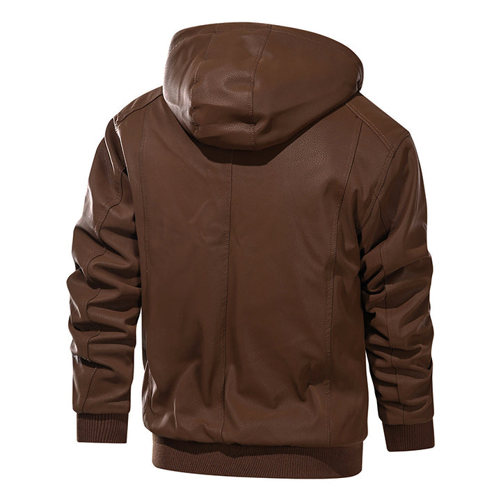 Original back-view product photo of the brown hooded jacket
