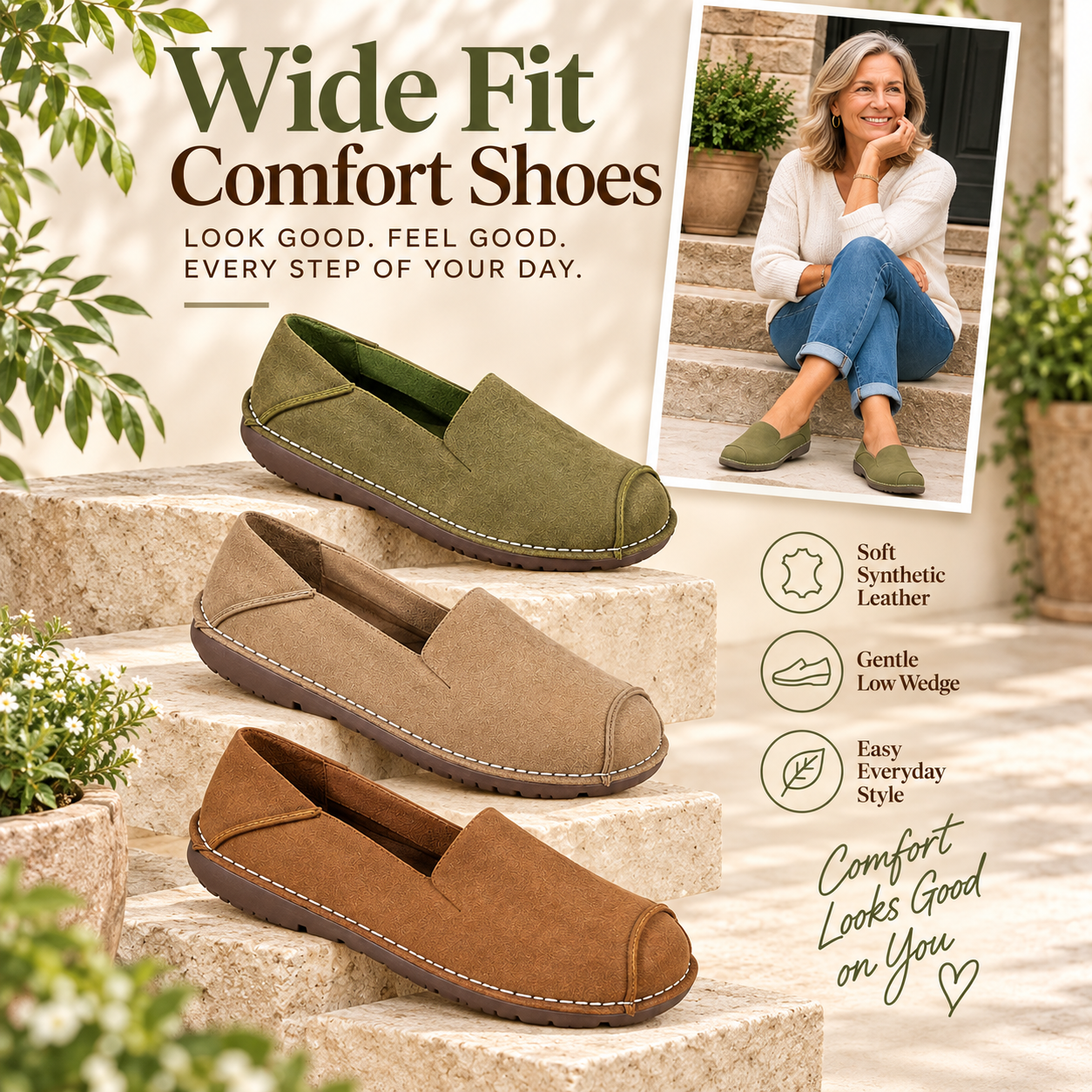 💥 Mega Sale - 50% OFF Best Sellers Today Only! 💥Women’s Wide Fit Comfort Slip-On Shoes