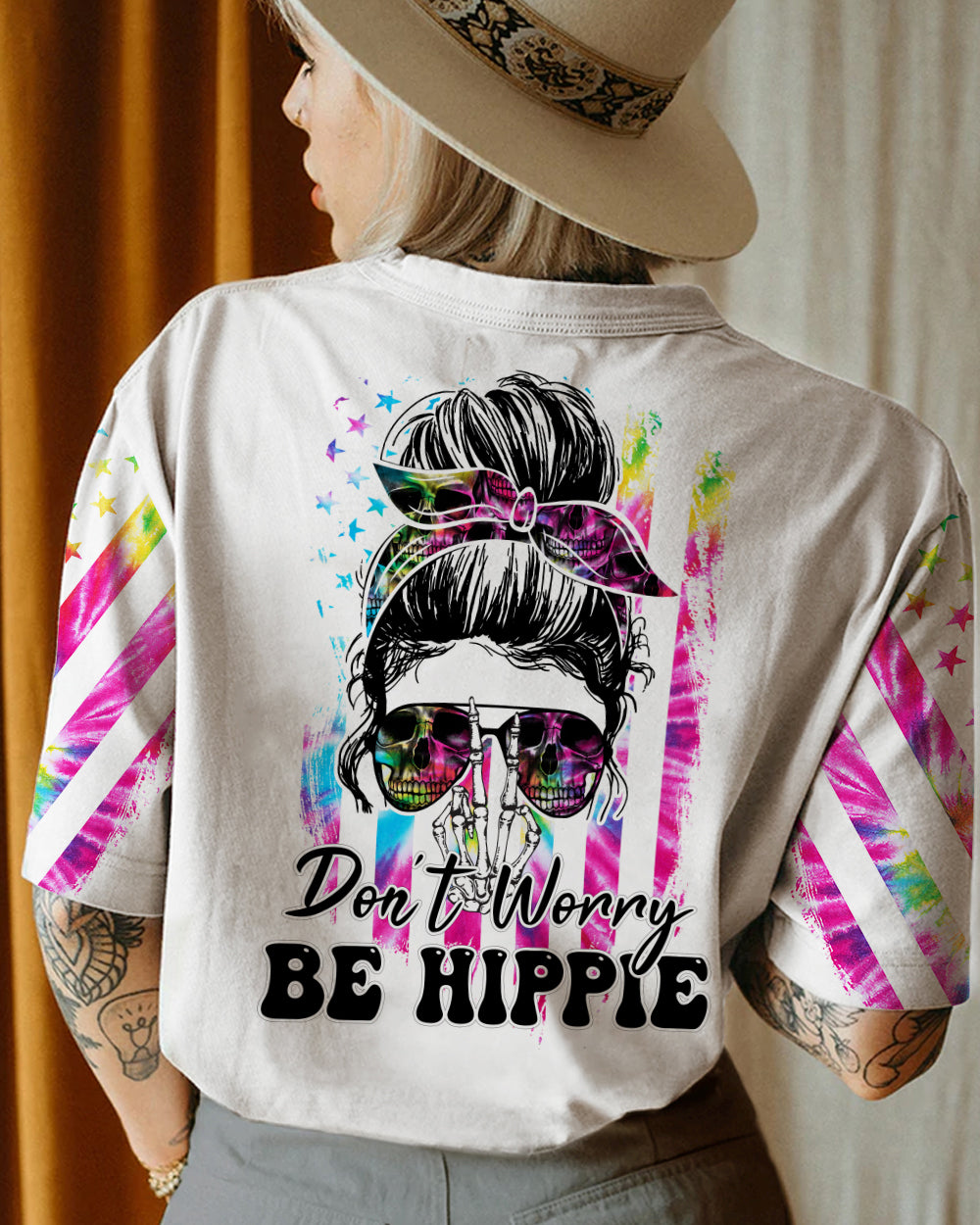 DON'T WORRY BE HIPPIE TIE DYE ALL OVER PRINT - TA0802231