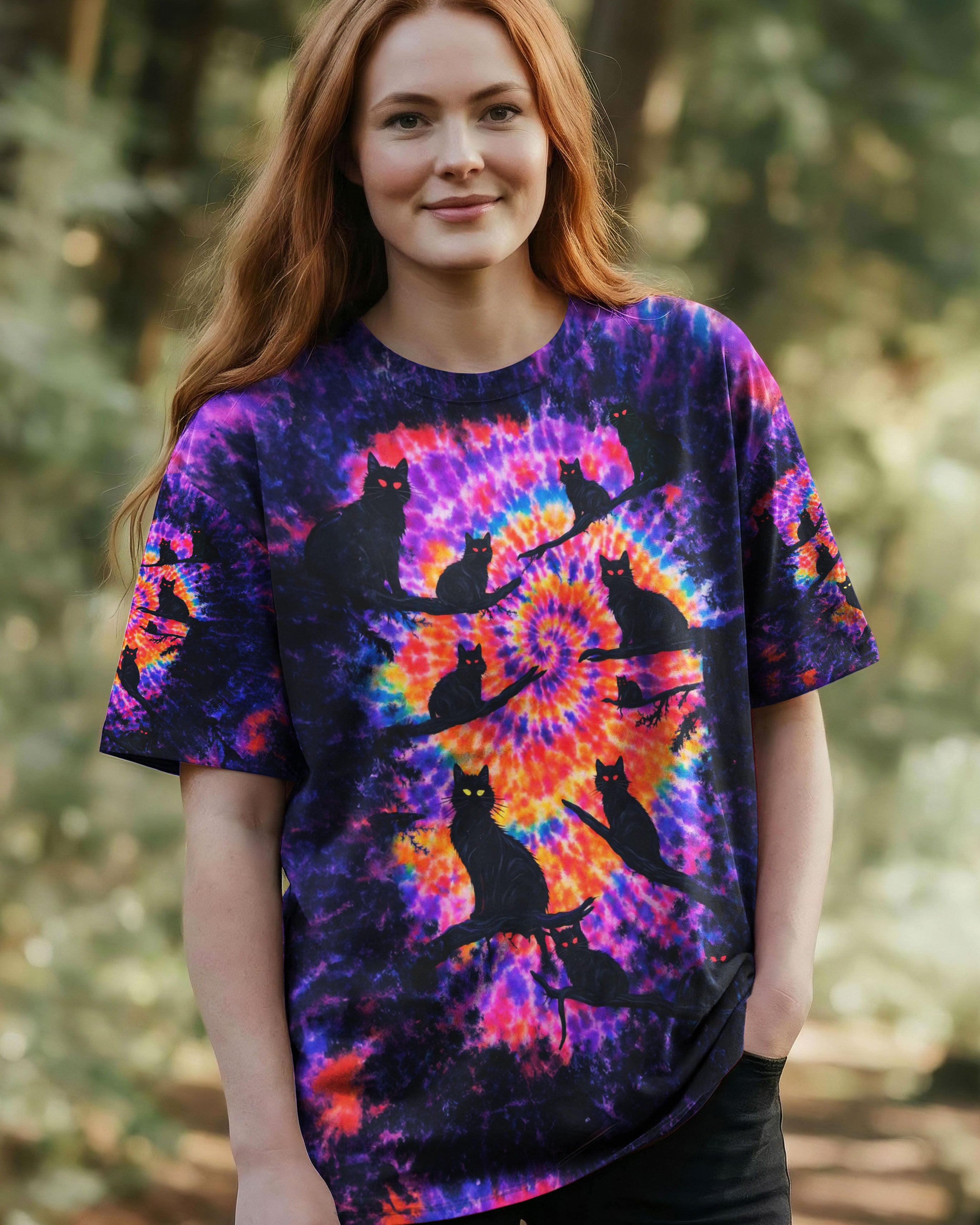 BLACK CAT IN THE DARK SWIRL ALL OVER PRINT - TLNO1201261