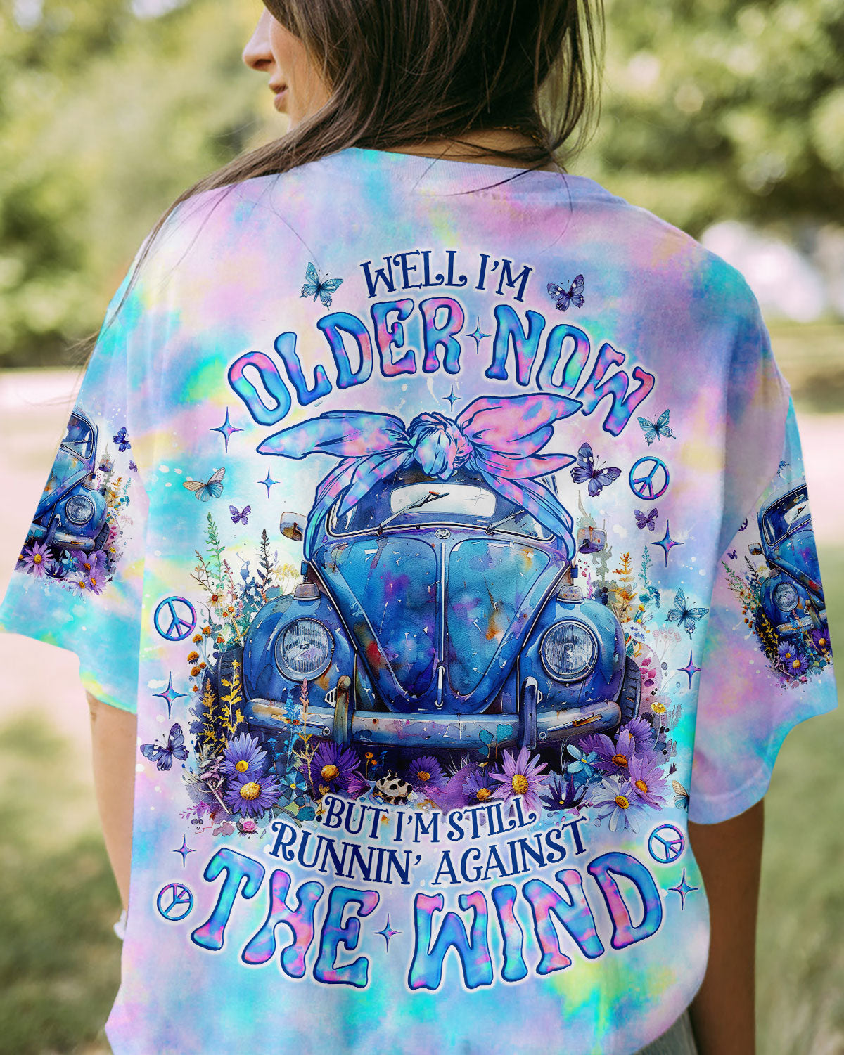 RUNNING AGAINST THE WIND CAR FLOWER ALL OVER PRINT - TLNO2406242