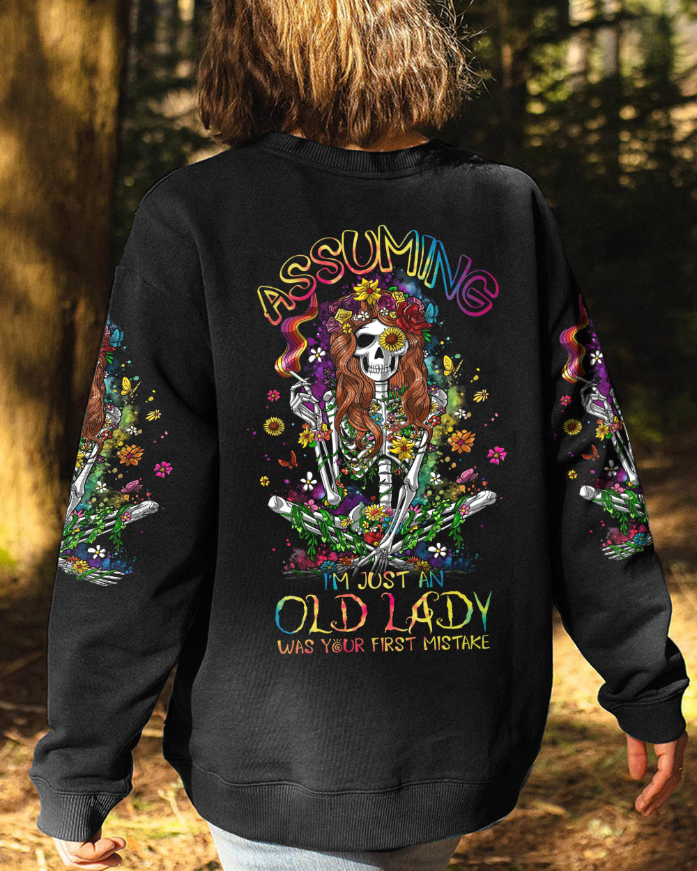 ASSUMING I'M JUST AN OLD LADY SKELETON ALL OVER PRINT - TL0602231