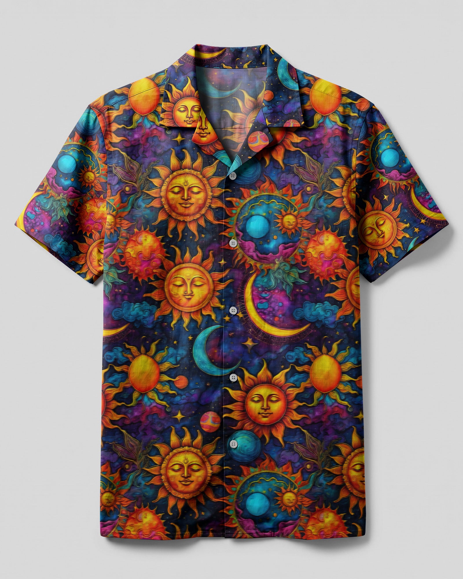HIPPIE SUN MOON STARS CAMP SHIRT - TLTR0904254