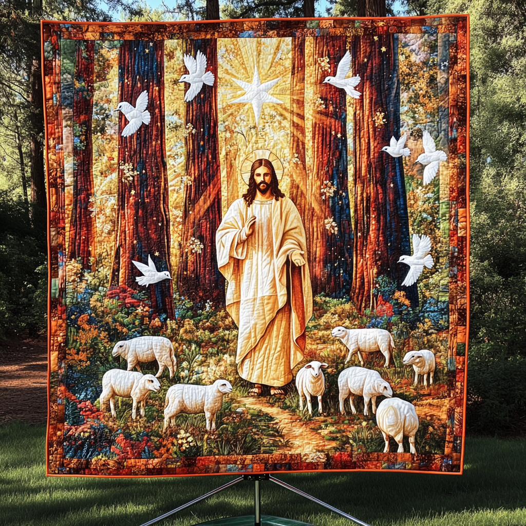 Faith In God Light Of Jesus Quilted Blanket JSNL04