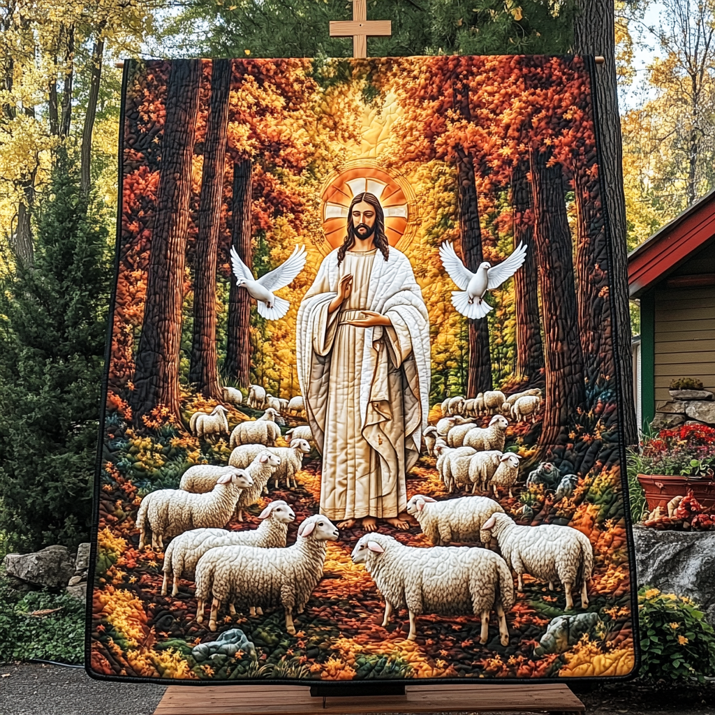 Faith In God Light Of Jesus Quilted Blanket JSNL08