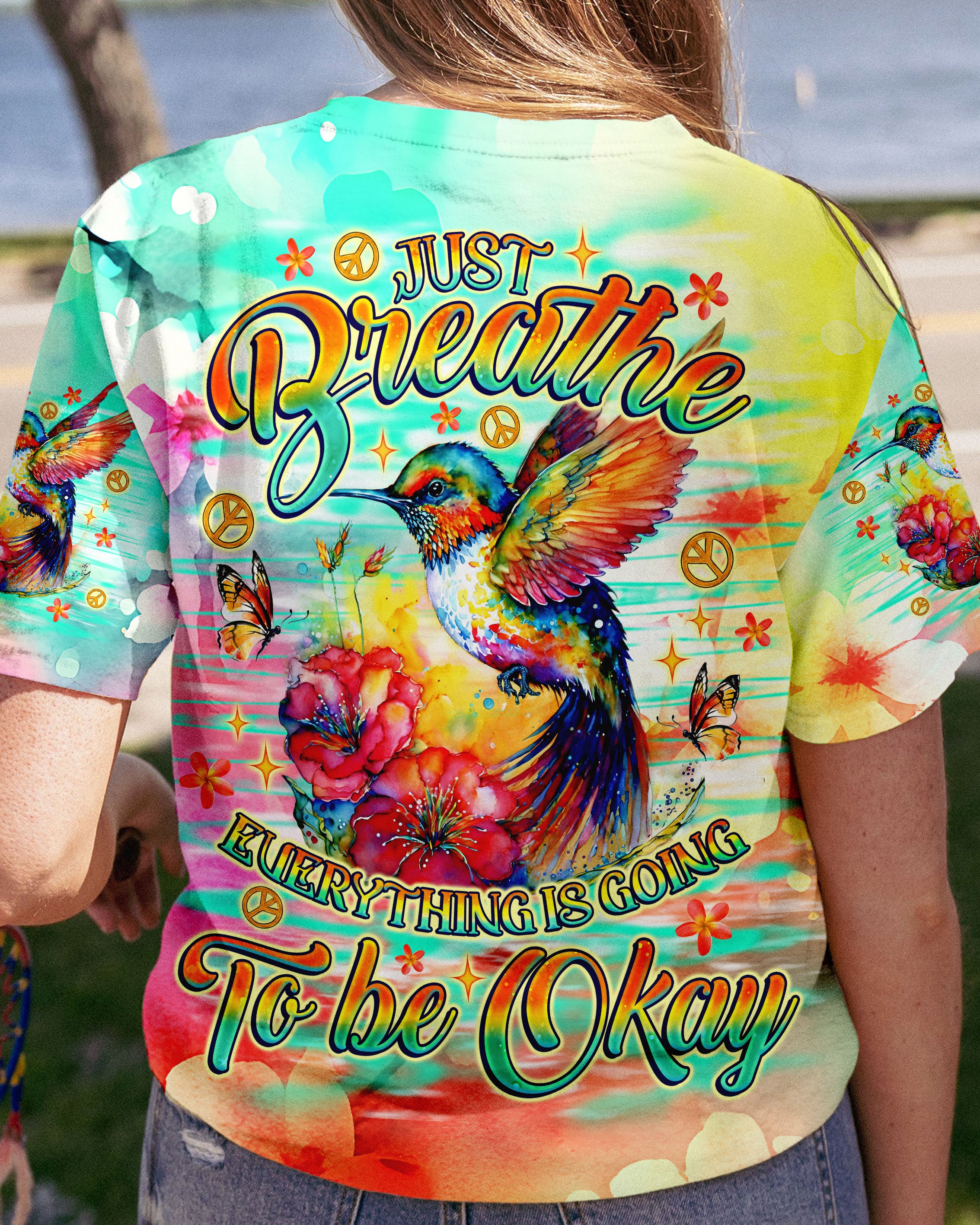 JUST BREATHE HUMMINGBIRD ALL OVER PRINT - TLNO1507243