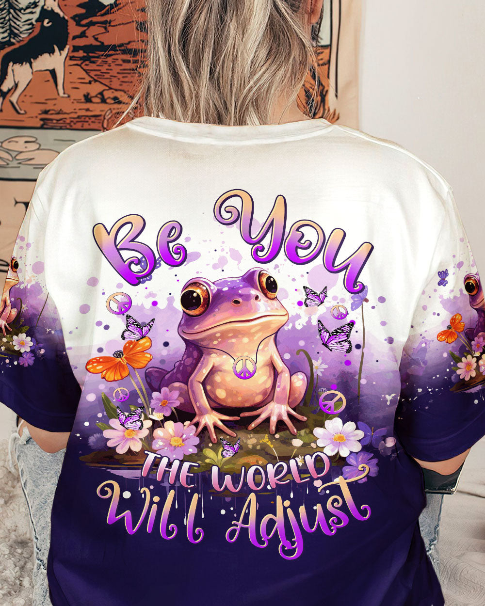 BE YOU THE WORLD WILL ADJUST FROG ALL OVER PRINT - TYTM0612231