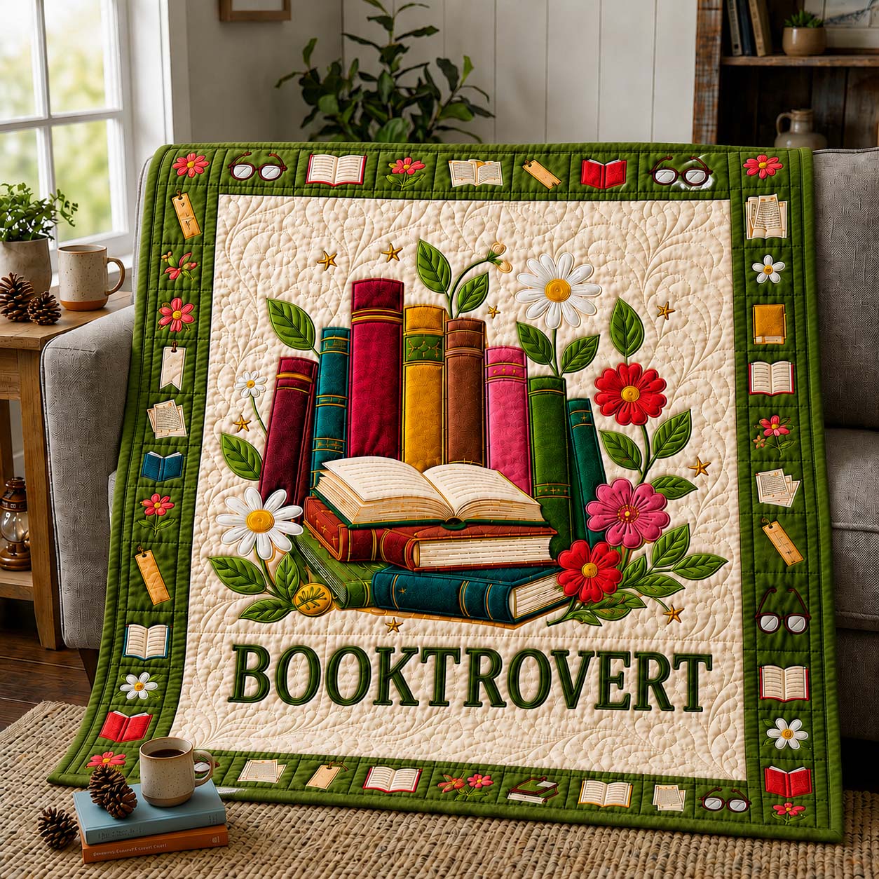 Booktrovert Garden Quilted Blanket GDTONTD1018