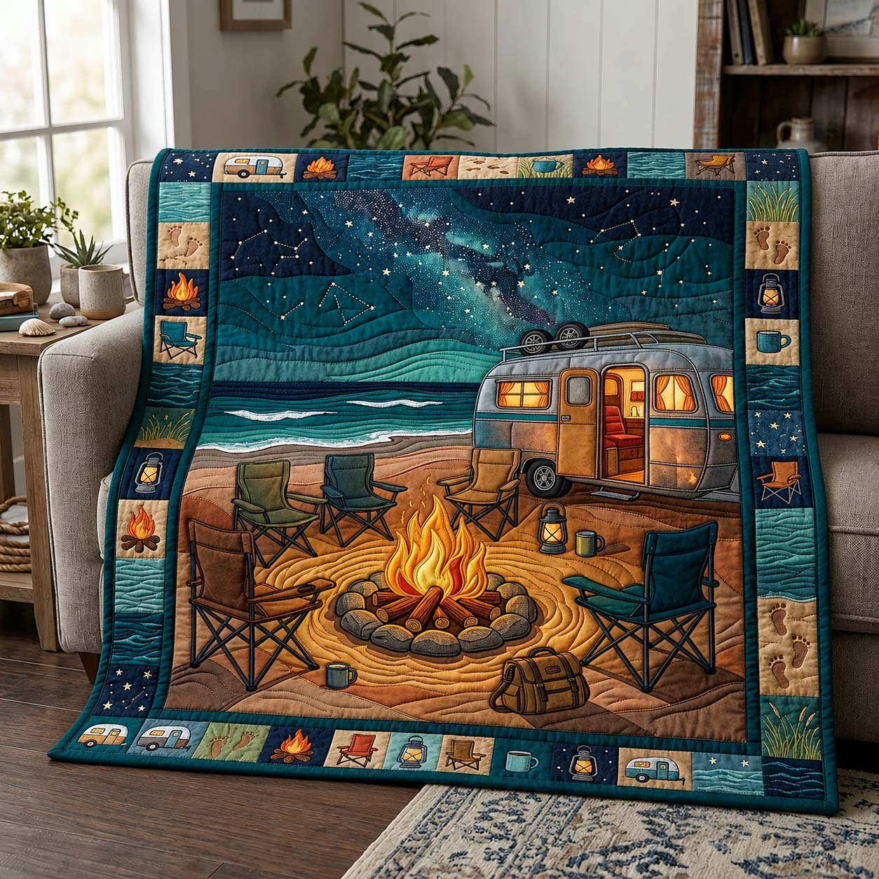 Mountain Lake Retreat Quilted Blanket GDTONTD1024
