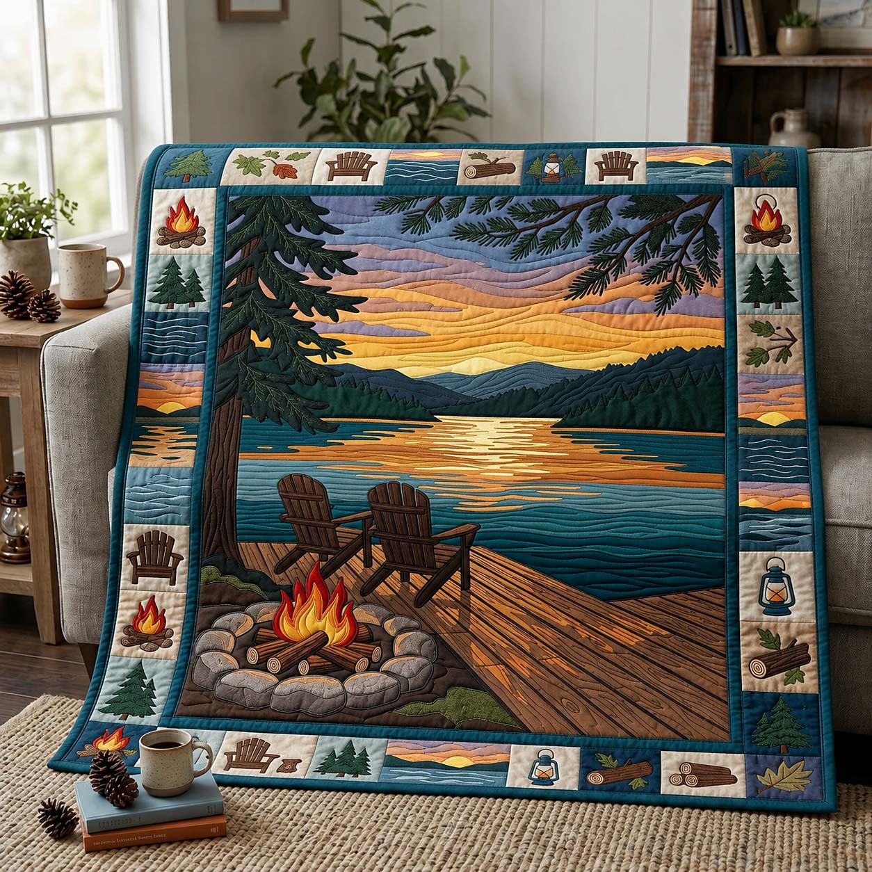 Dockside Firelight Quilted Blanket GDTONTD1025