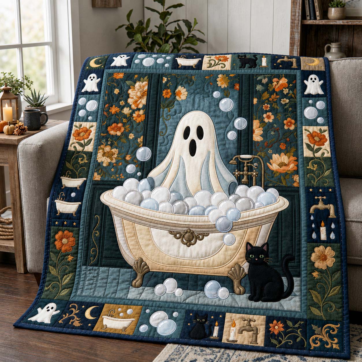 Bubble Bath Boo Quilted Blanket GDTONTD1028