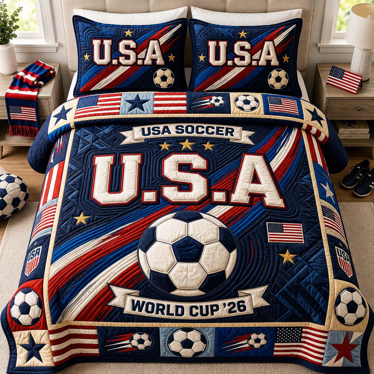 Victory Soccer Pride 3-Piece Quilted Bedding Set GDTONTD1037