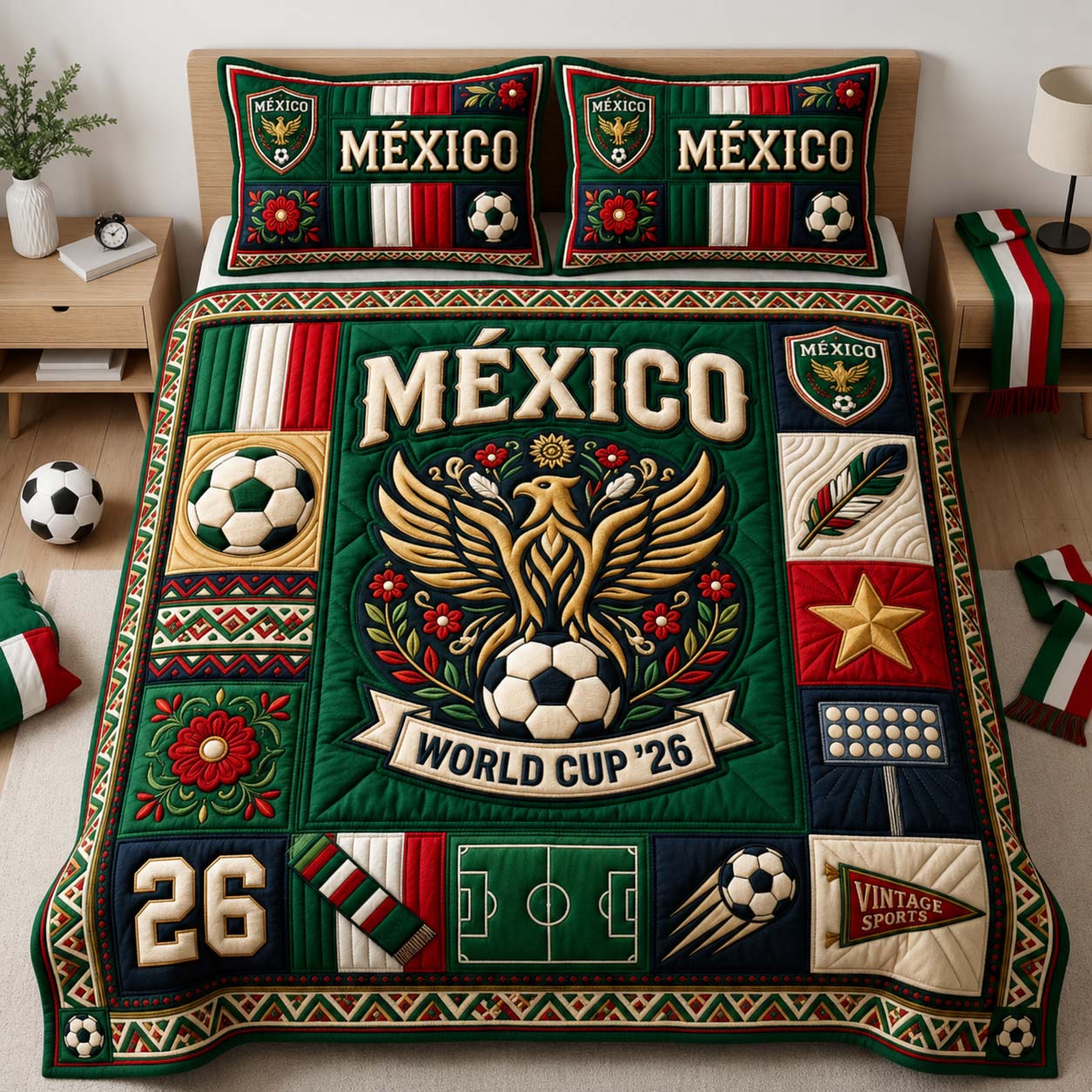 Mexico Eagle Pride 3-Piece Quilted Bedding Set GDTONTD1038