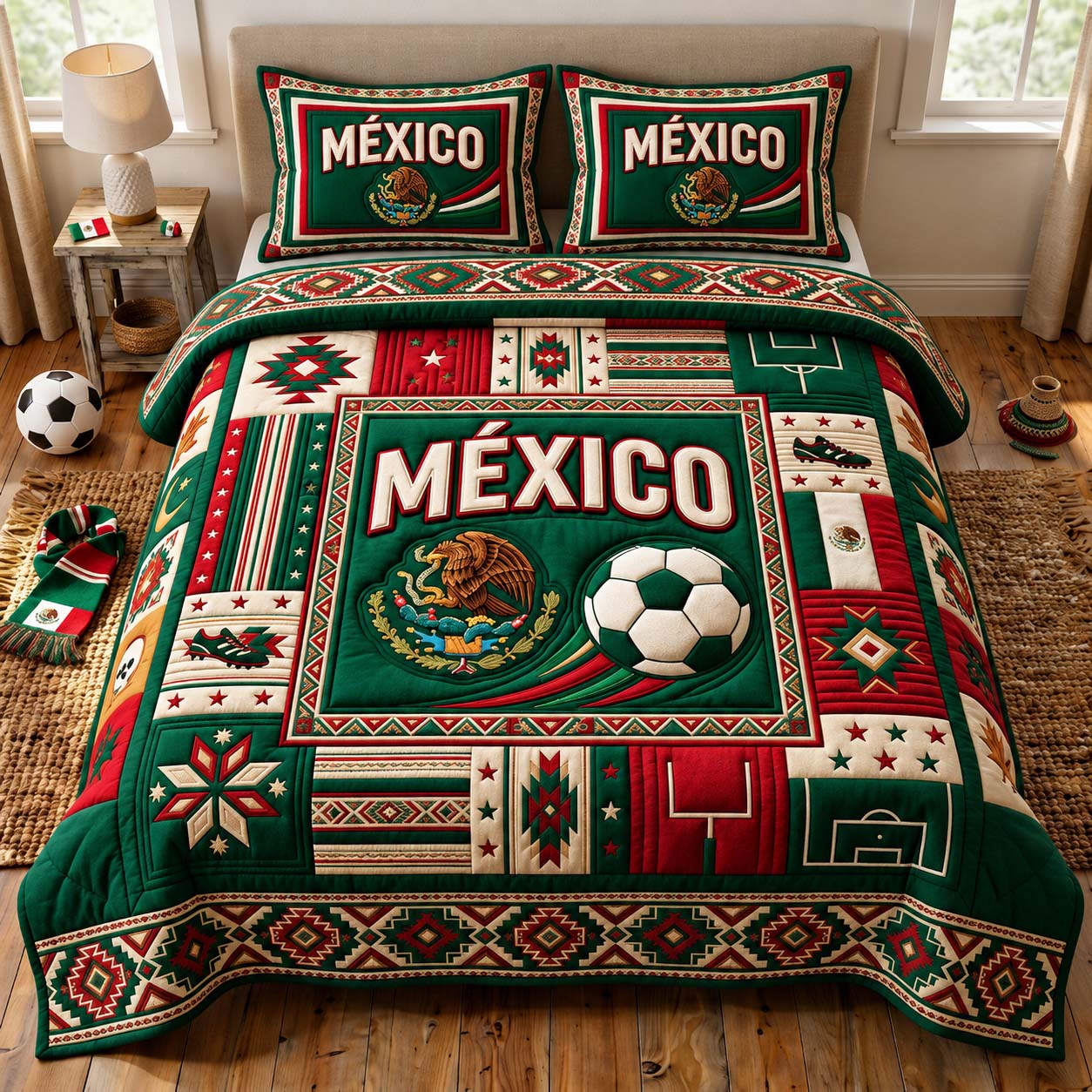 Aztec Match Spirit 3-Piece Quilted Bedding Set GDTONTD1040