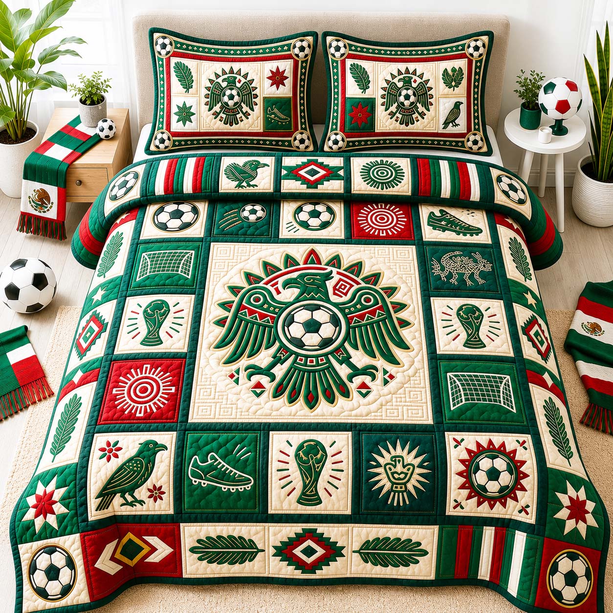 Aztec Eagle Kick 3-Piece Quilted Bedding Set GDTONTD1043