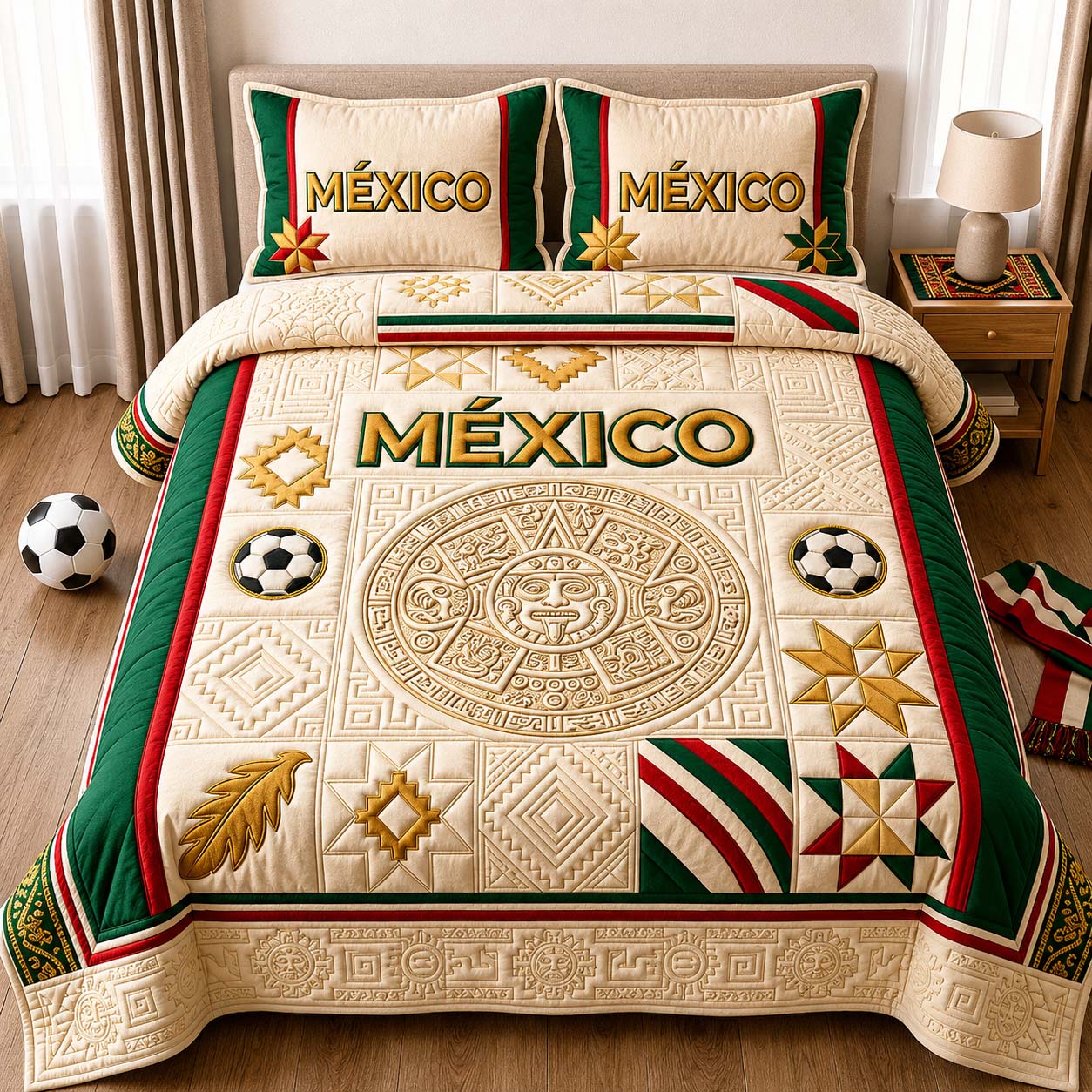 Heritage Gold Mexico 3-Piece Quilted Bedding Set GDTONTD1044