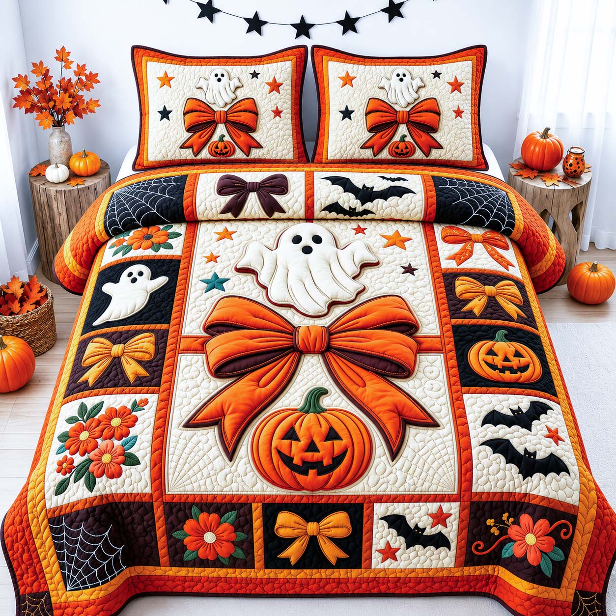 Ghost Bow Magic 3-Piece Quilted Bedding Set GDTONTD1051