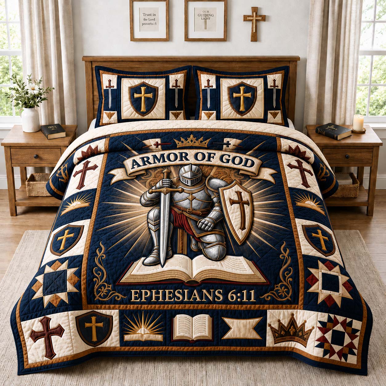 Armor of God 3-Piece Quilted Bedding Set GDTONTD1058