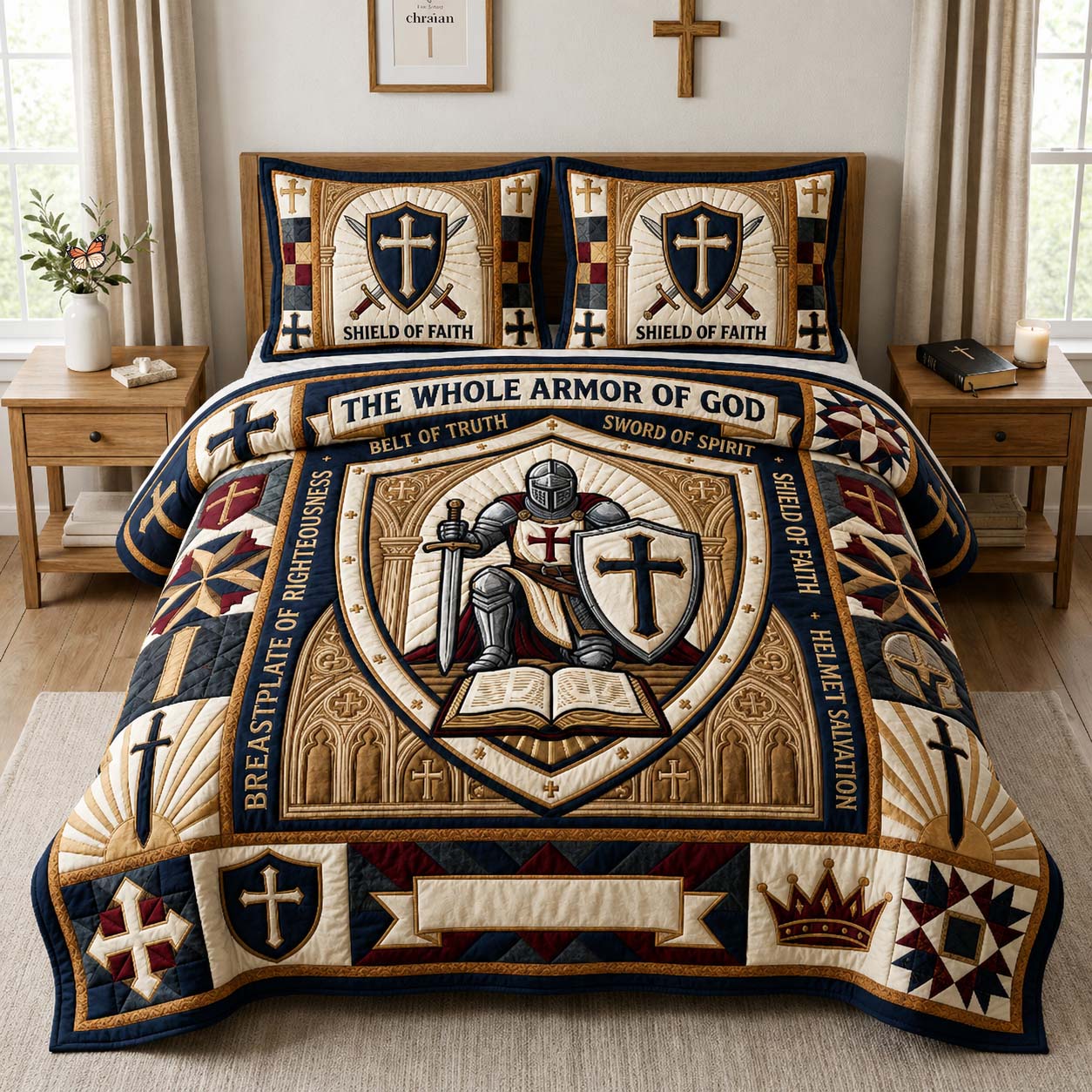 Whole Armor Shield 3-Piece Quilted Bedding Set GDTONTD1059