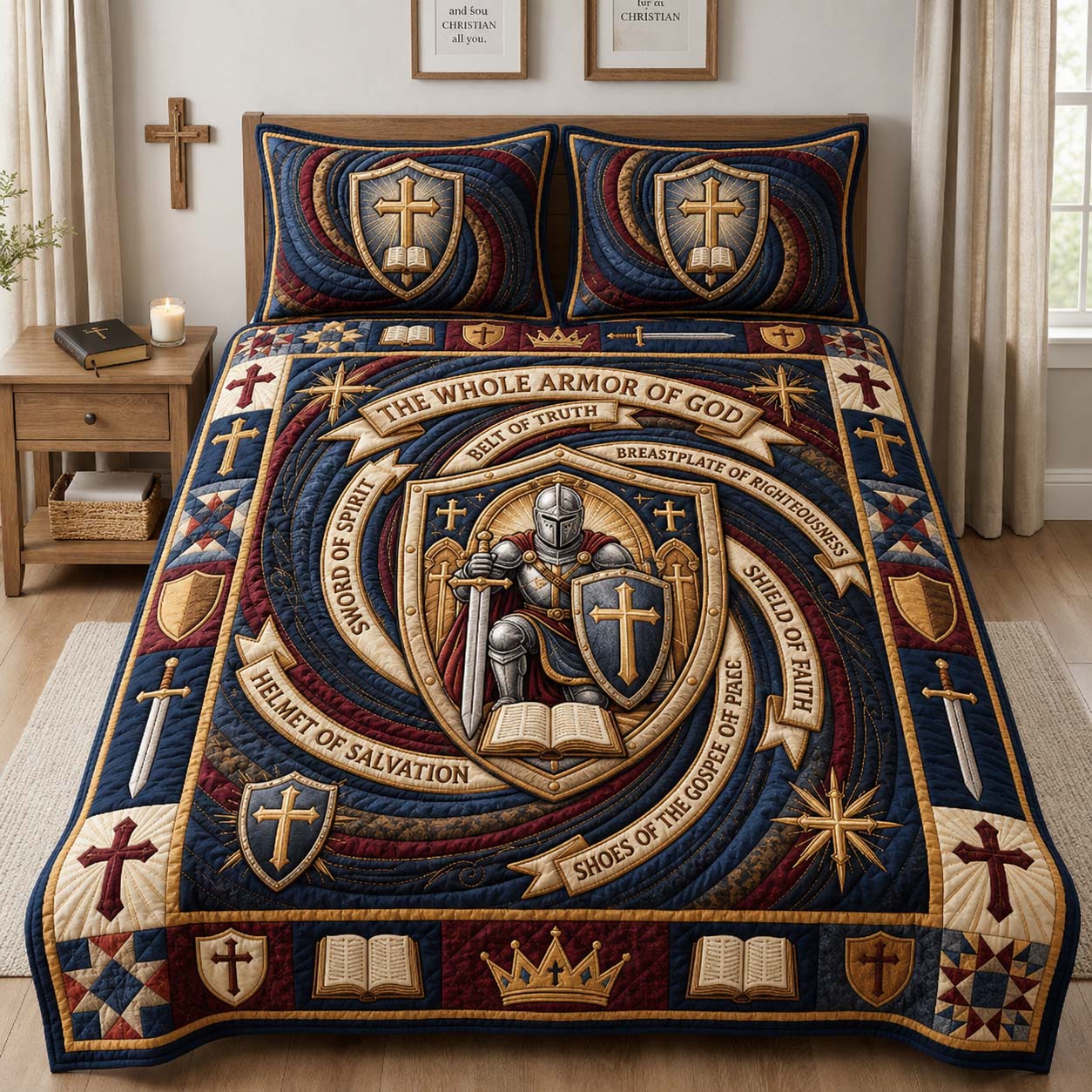 Armor Vortex Knight 3-Piece Quilted Bedding Set GDTONTD1061