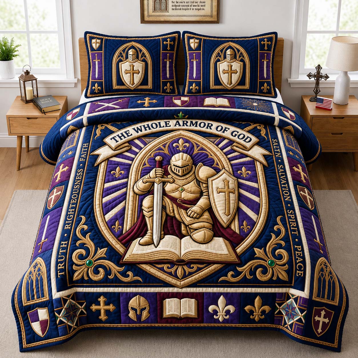 Royal Armor Knight 3-Piece Quilted Bedding Set GDTONTD1062