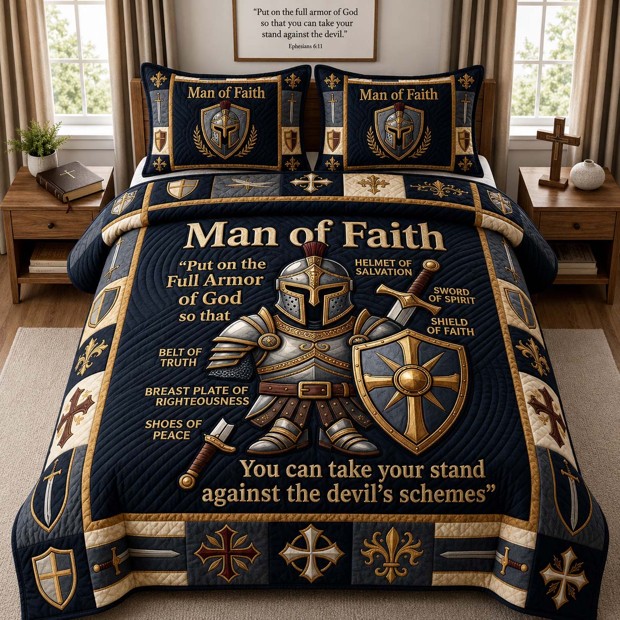 Man of Faith 3-Piece Quilted Bedding Set GDTONTD1064