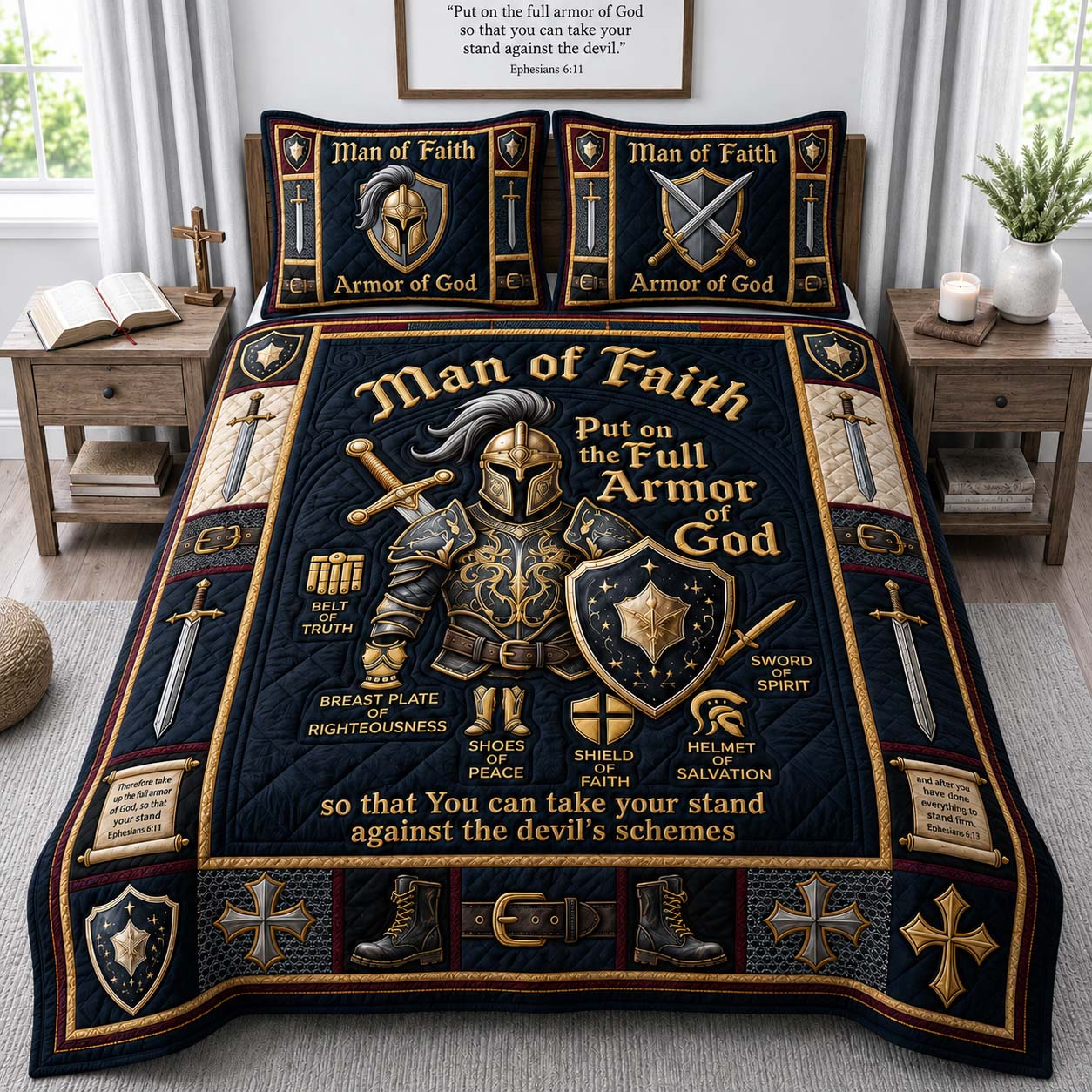 Stand Firm Warrior 3-Piece Quilted Bedding Set GDTONTD1067