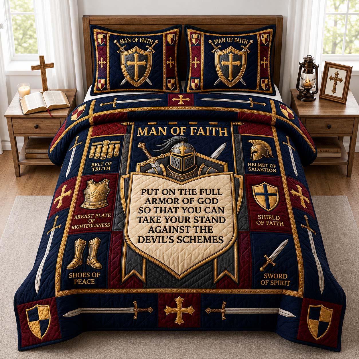 Rose Shield Grace 3-Piece Quilted Bedding Set GDTONTD1070