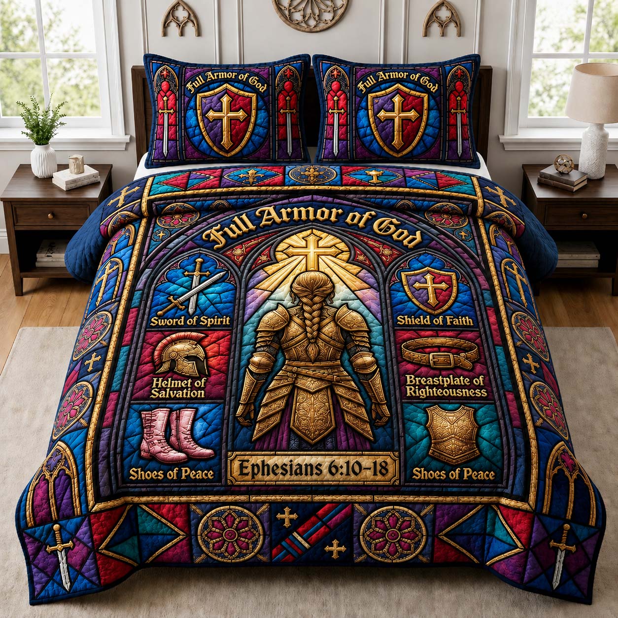 Pink Faith Warrior 3-Piece Quilted Bedding Set GDTONTD1071