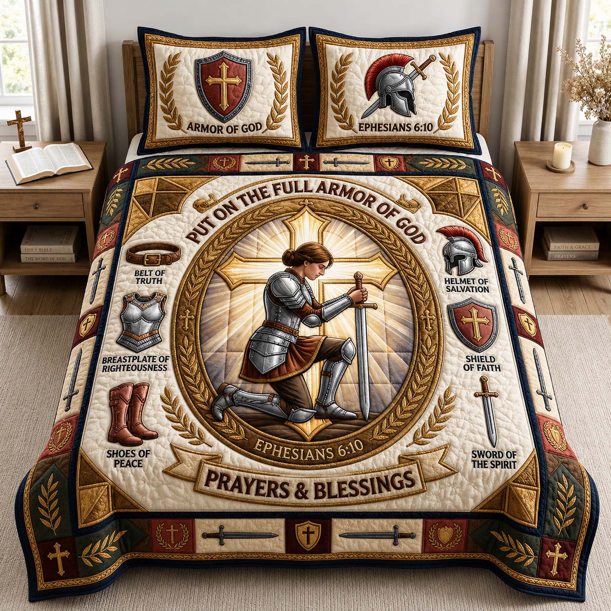 Prayer Armor Blessing 3-Piece Quilted Bedding Set GDTONTD1097