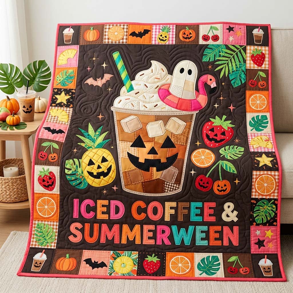 Iced Coffee Summerween Quilted Blanket GDTONTD1129