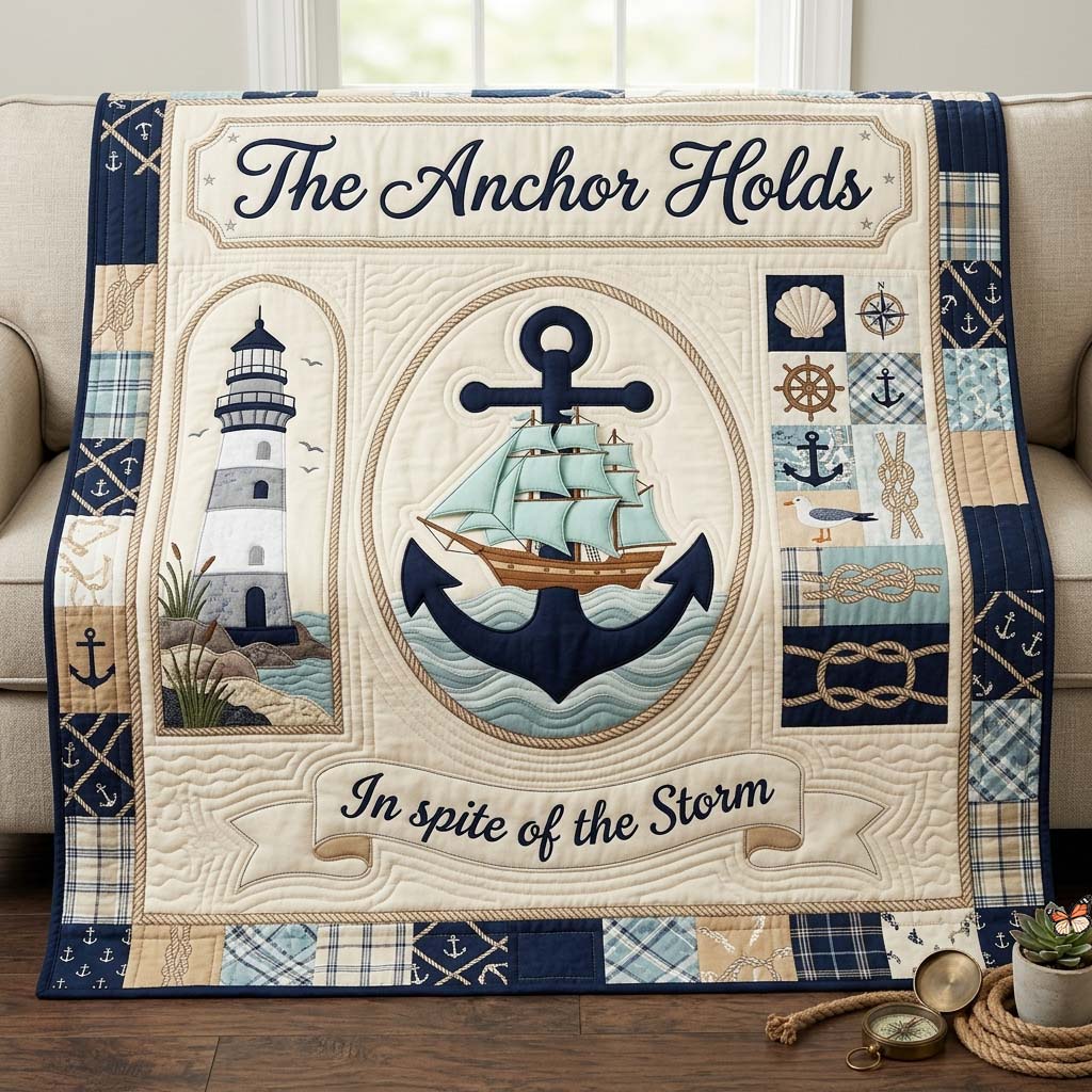 Faithful Sea Anchor Quilted Blanket GDTONTD1171