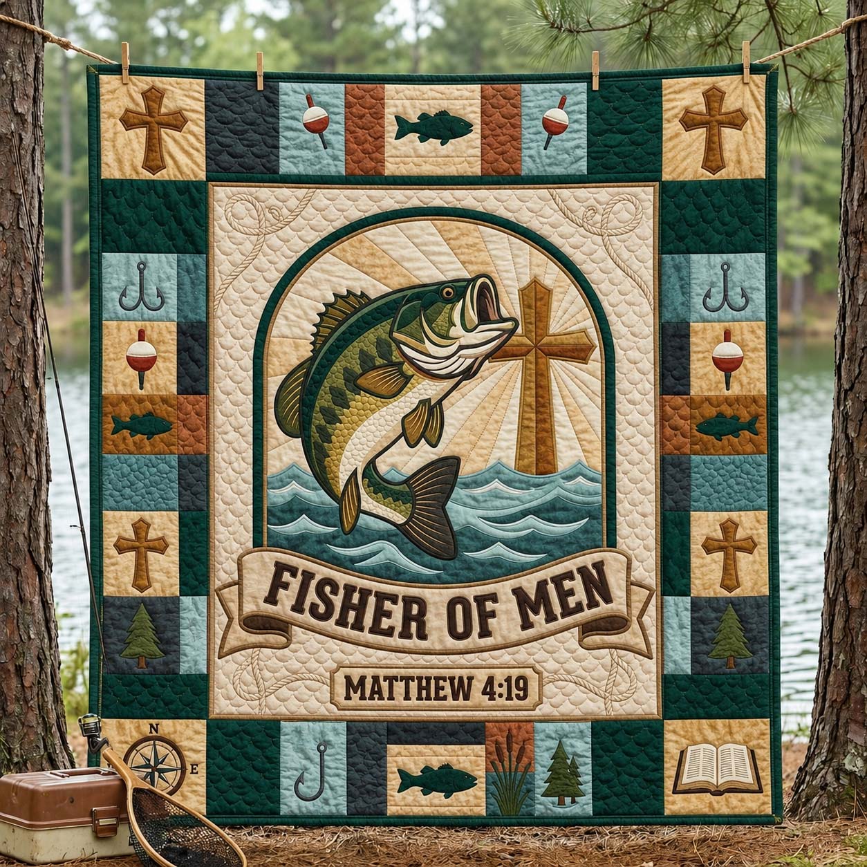 Faithful Fisher Quilted Blanket GDTONTD1193