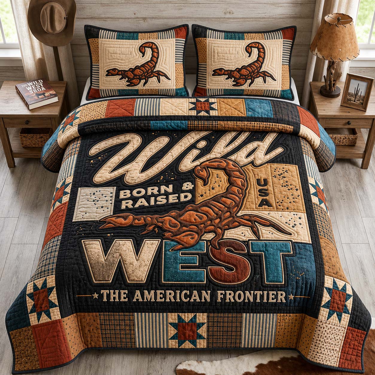 Wild Scorpion West 3-Piece Quilted Bedding Set GDTONTD1223