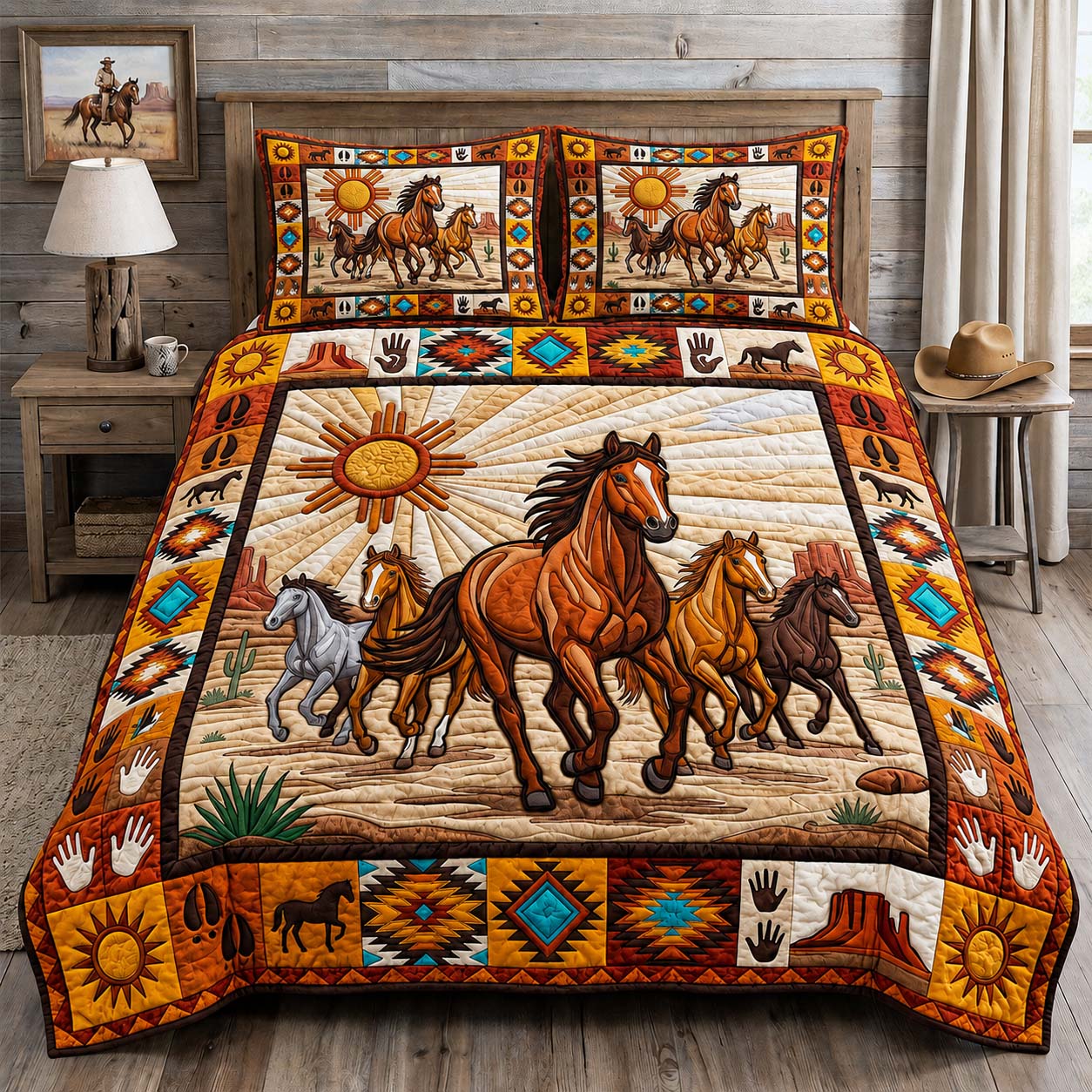 Desert Sun Herd 3-Piece Quilted Bedding Set GDTONTD1233