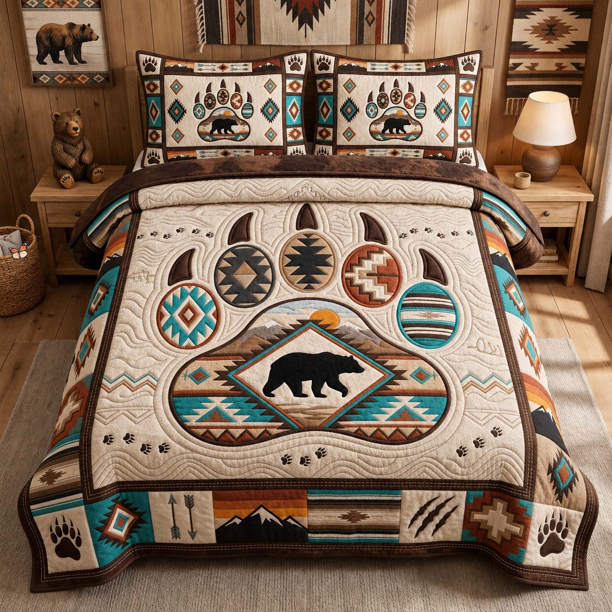 Bear Paw Lodge 3-Piece Quilted Bedding Set GDTONTD1244
