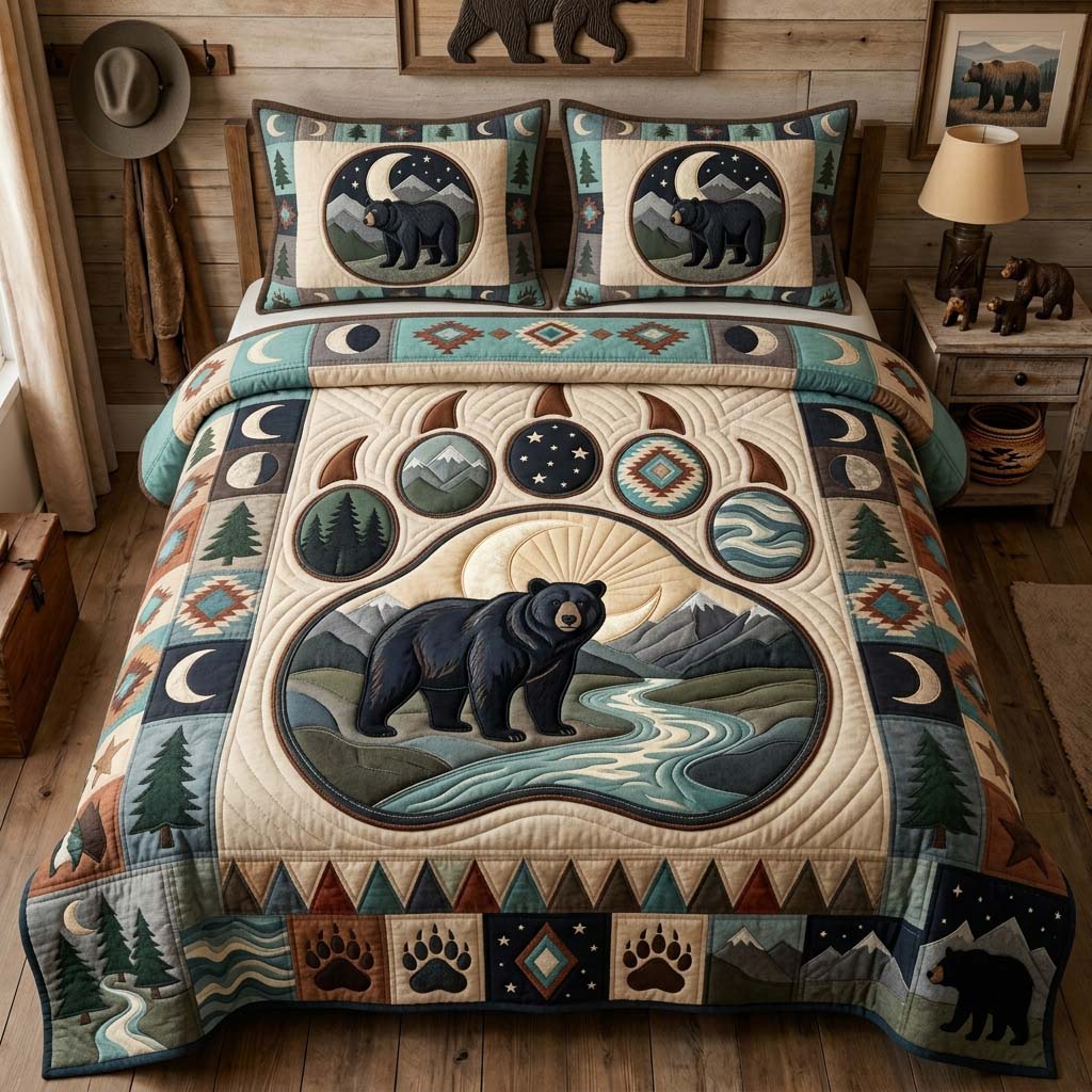 Moon River Bear 3-Piece Quilted Bedding Set GDTONTD1248