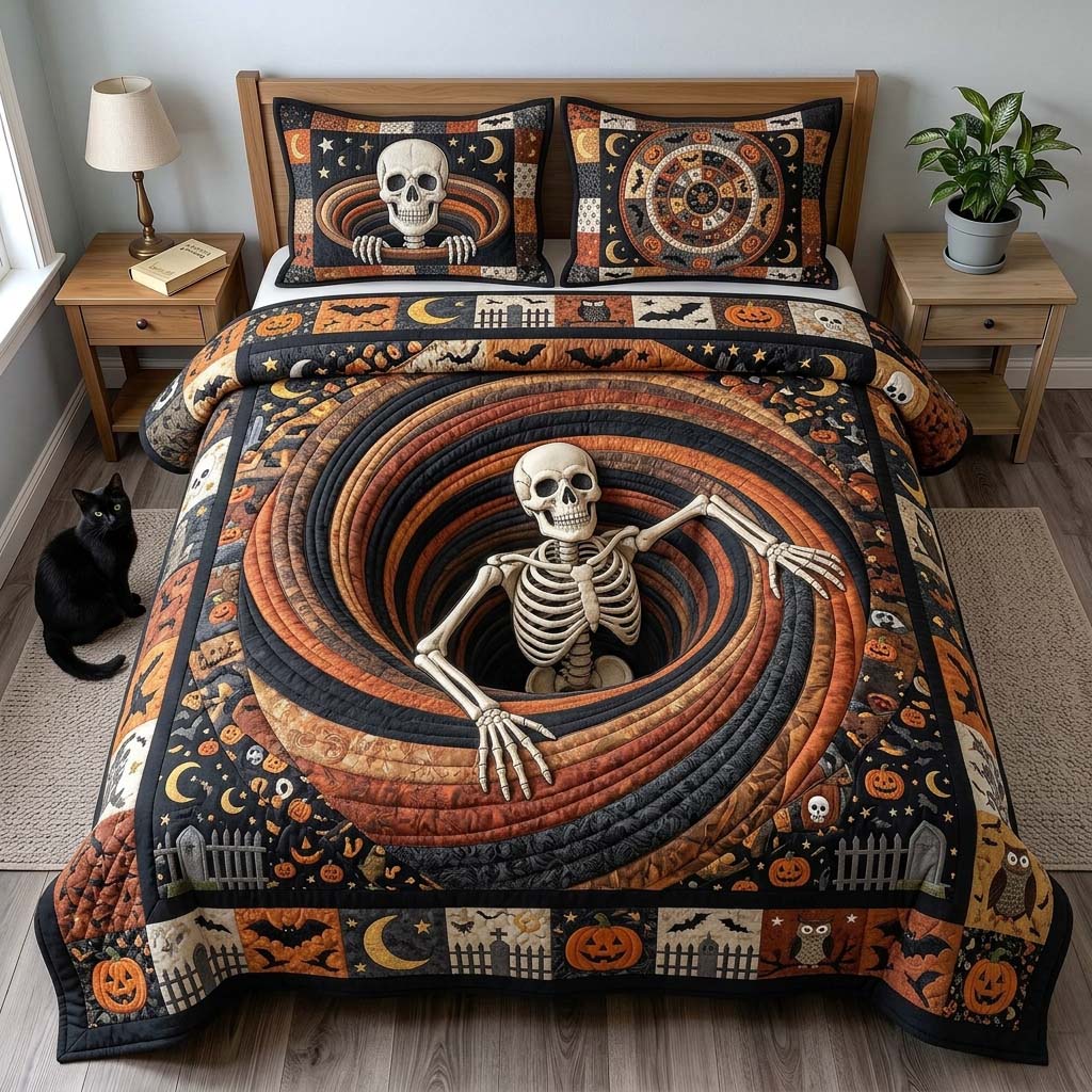 Skeleton Portal 3-Piece Quilted Bedding Set GDTONTD1376
