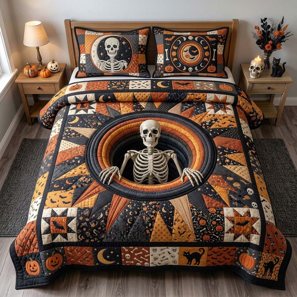 Starburst Skeleton 3-Piece Quilted Bedding Set GDTONTD1380