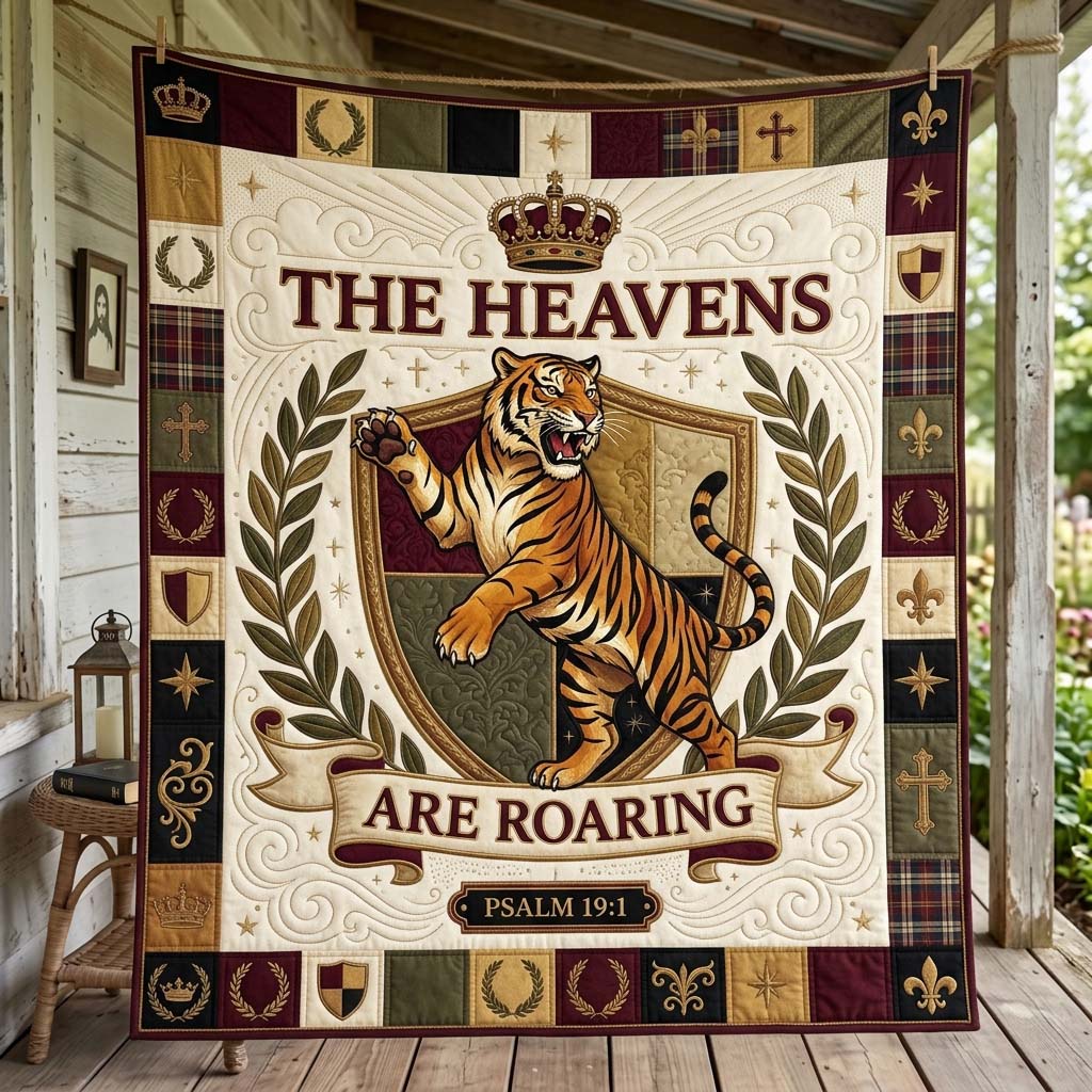 Regal Tiger Banner Quilted Blanket GDTONTD1473