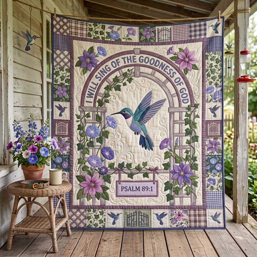 Ivy Hummingbird Arch Quilted Blanket GDTONTD1479