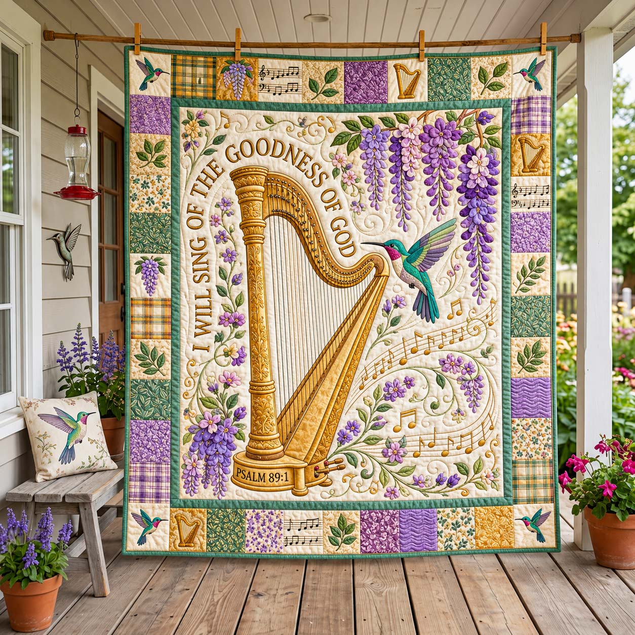 Harp Garden Praise Quilted Blanket GDTONTD1480